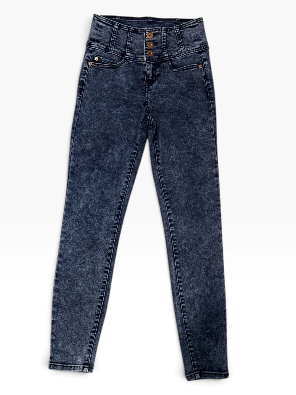 No Boundaries High Rise Corset Skinny Jeans Acid Wash Size 5